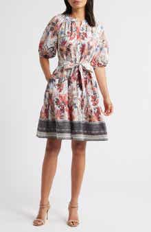 Julia Jordan Tiered Tie Waist Puff Sleeve Dress