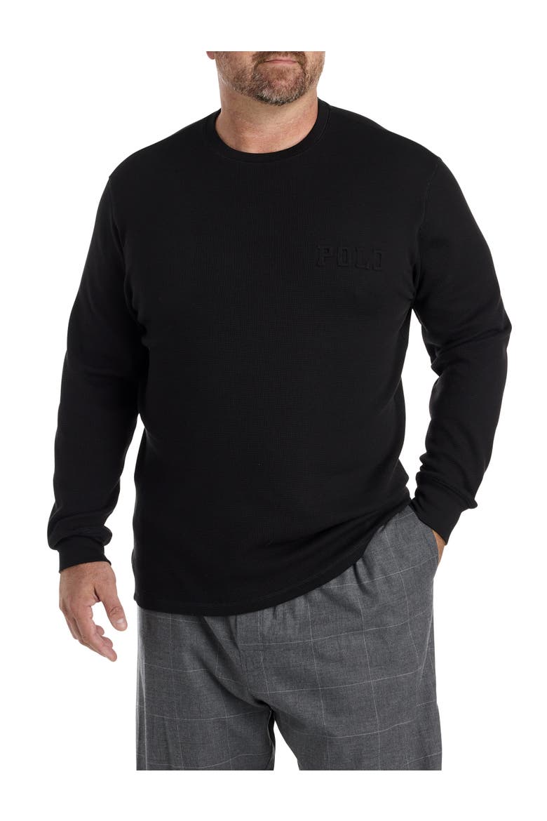 Big & Tall Waffle-Knit Lounge Shirt, Main, color, POLO BLACK