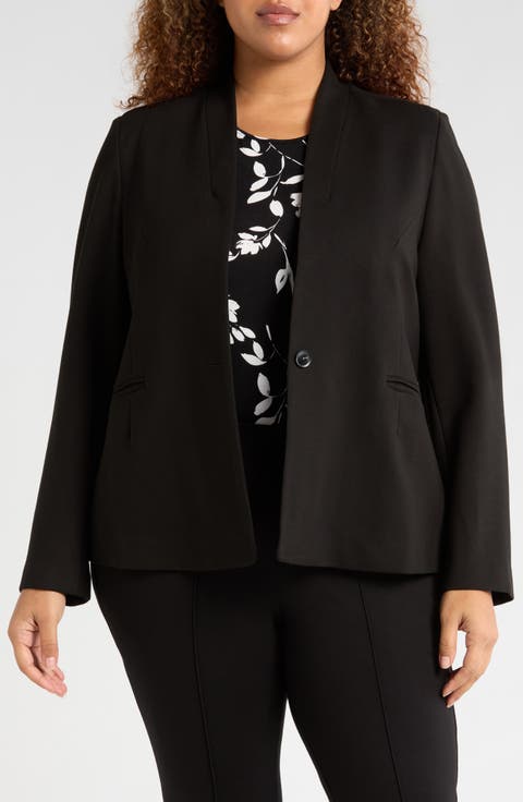 Lennox Padded Shoulder Stretch Ponte Blazer (Plus)