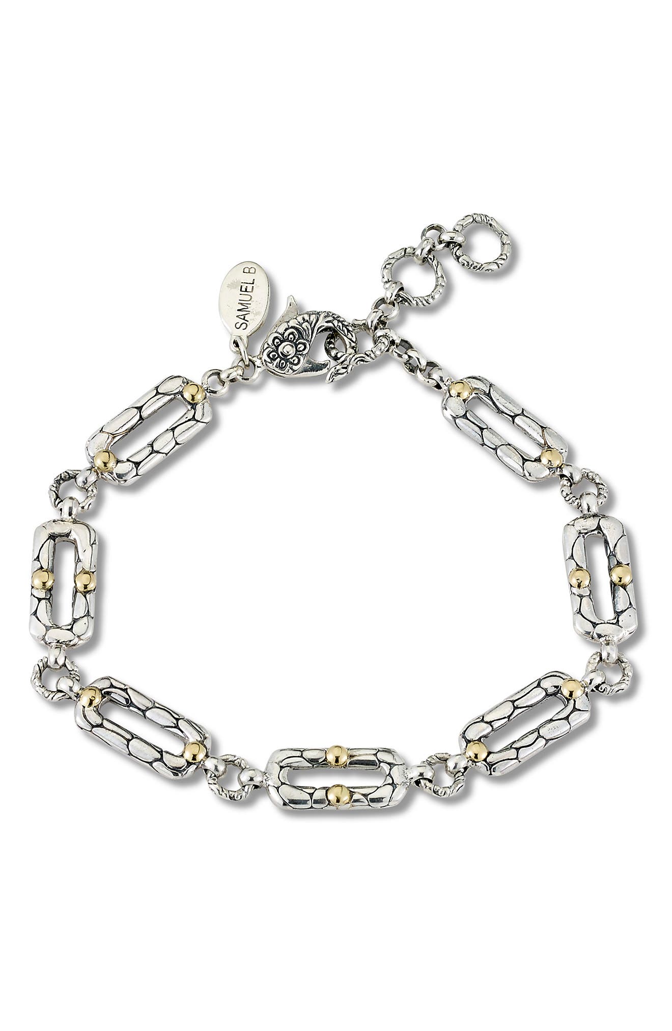 SAMUEL B. Sterling Silver & 18K Yellow Gold Paperclip Bracelet