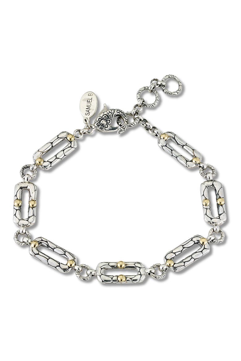 Sterling Silver & 18K Yellow Gold Paperclip Bracelet, Main, color, SILVER AND GOLD