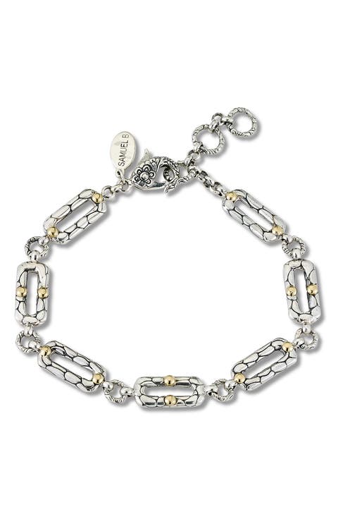 Sterling Silver & 18K Yellow Gold Paperclip Bracelet