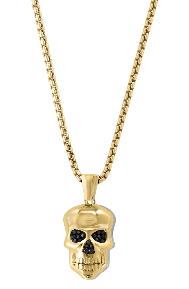 EFFY Black Spinel Skull Pendant Necklace, Alternate, color, Black