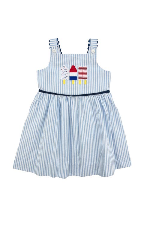 Florence Eiseman Kids' Seersucker Dress With Popscicles In Multi