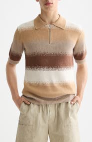 Scotch & Soda Dégradé Stripe Knit Quarter Zip Polo