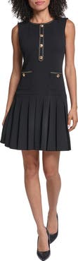KARL LAGERFELD PARIS Metalllic Detail Scuba Crepe A-Line Minidress