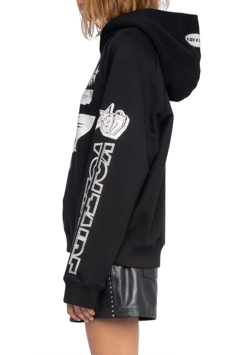 Georgys Crystal Embellished Hoodie, Alternate, color, BLACK