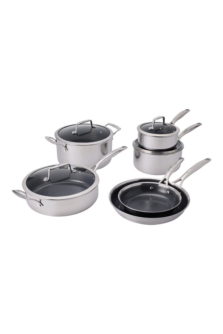 Paradigm 10-Piece Ceramic Stainless Steel Cookware Set, Main, color, STAINLESS STEEL