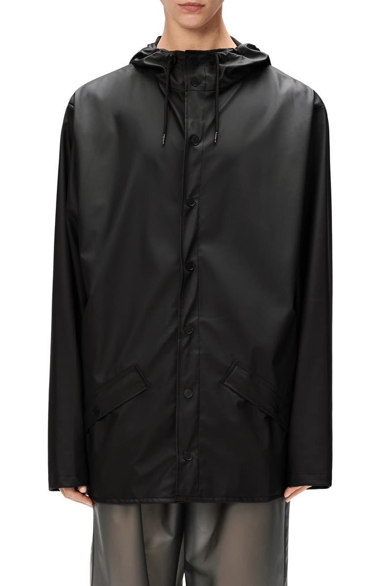 Rains Gender Inclusive Lightweight Hooded Waterproof Rain Jacket, Main, color, Black
