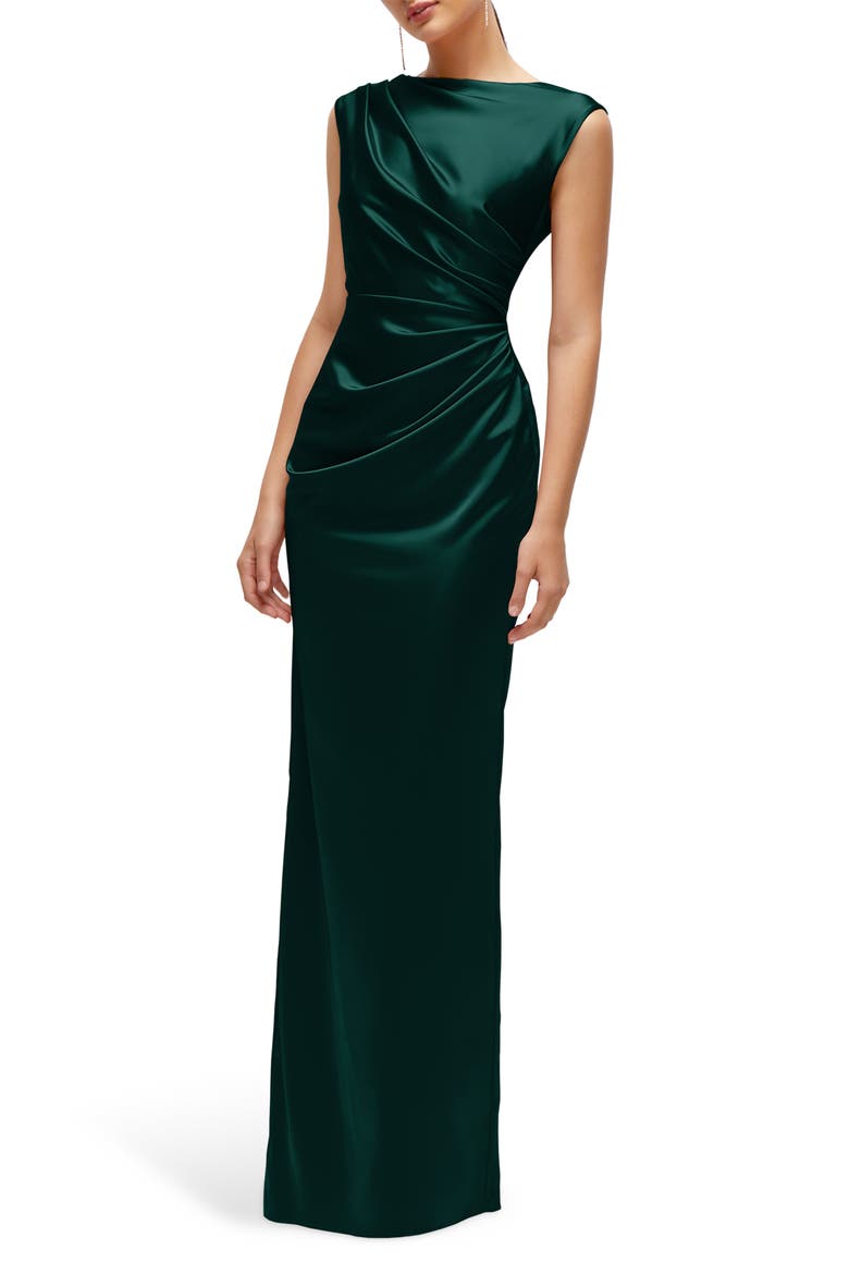 pleated cap sleeve dress After Six Pleated Cap Sleeve Charmeuse Gown