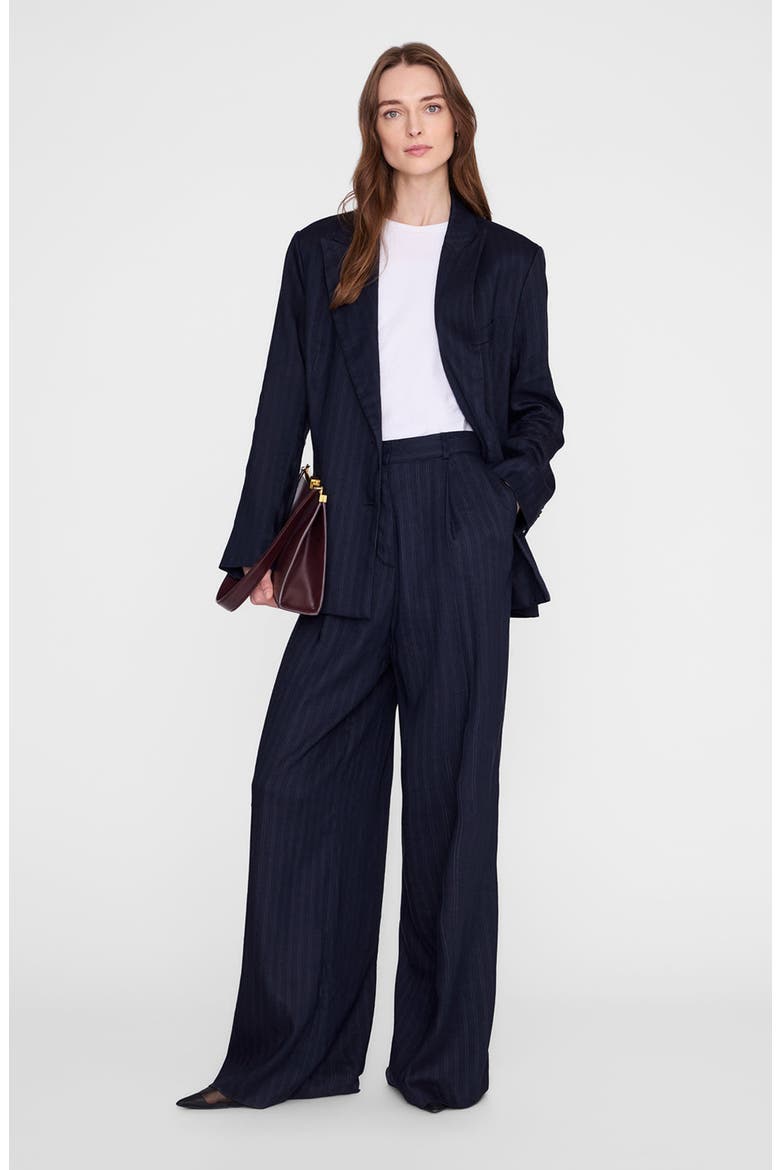 Aretha Blazer, Main, color, Navy Pinstripe