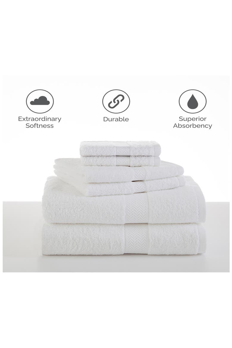 Ringspun 6-Piece Bath Towel Set, Alternate, color, OPTICAL WHITE