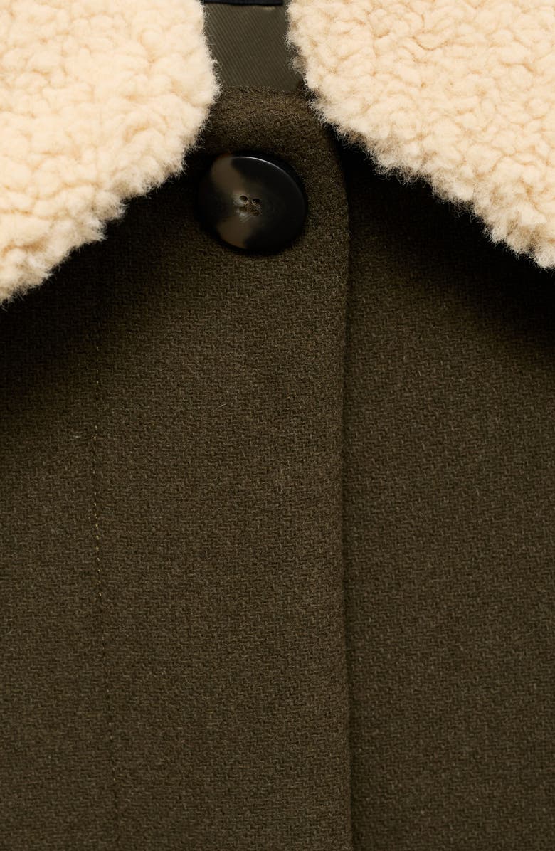 MANGO Jacket with Removable Faux Shearling Collar, Alternate, color, Khaki Green