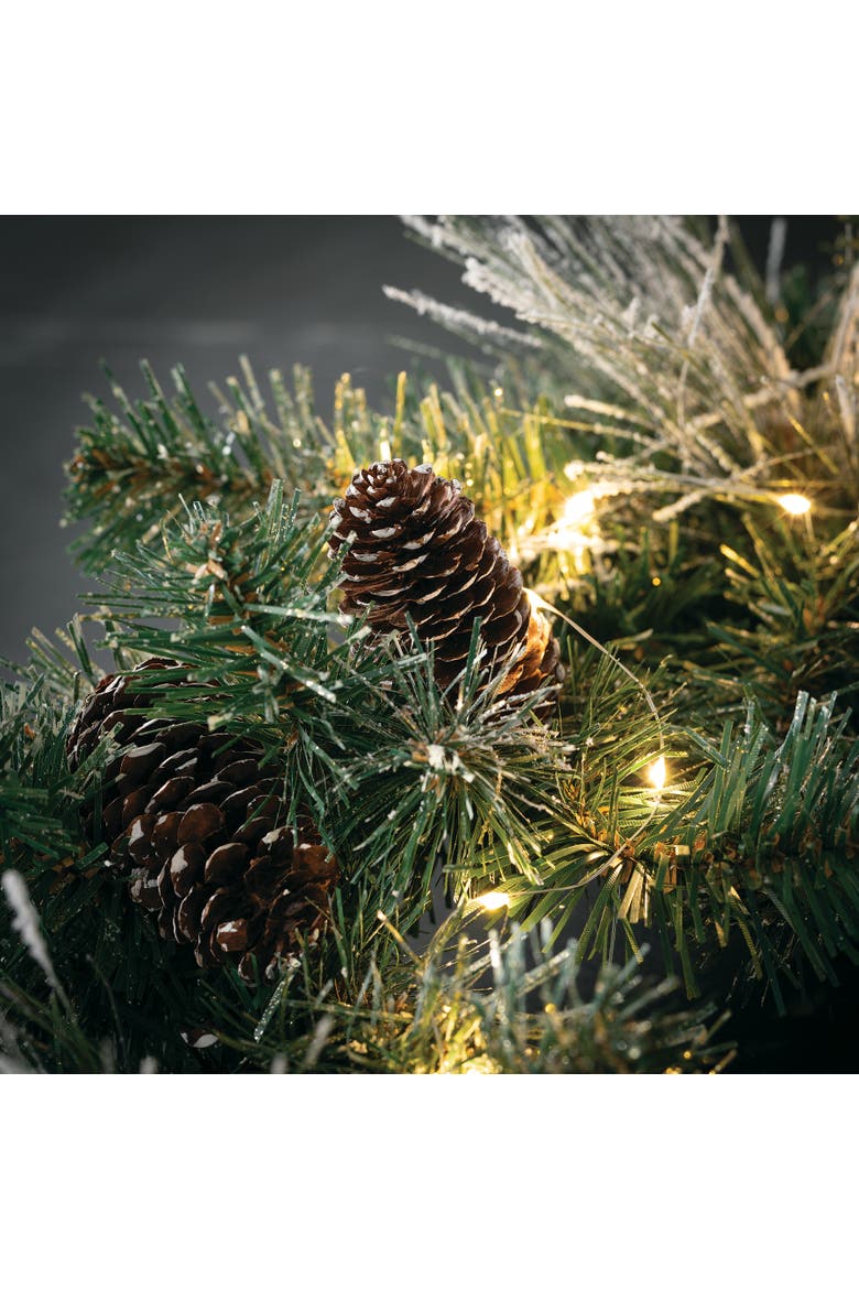 Sullivans LED Pine Garland for Christmas Decor 108in Long Realistic PVC and Rattan Greenery Perfect for Mantels and Doorways, Alternate, color, Green
