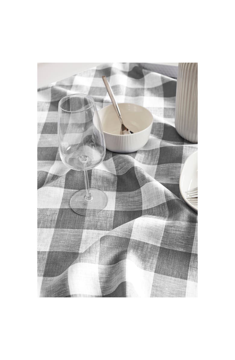 Solino Home Linen Table Throw - Buffalo Check, 52" x 52", 52" x 52", Alternate, color, Grey And White