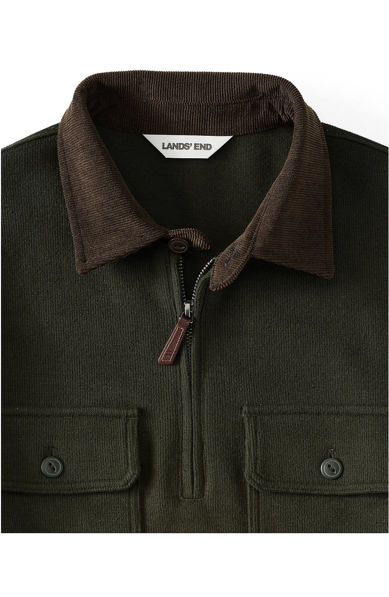 Lands' End Long Sleeve Corduroy Collar Bedford Rib Quarter Zip, Alternate, color, Havana Brown