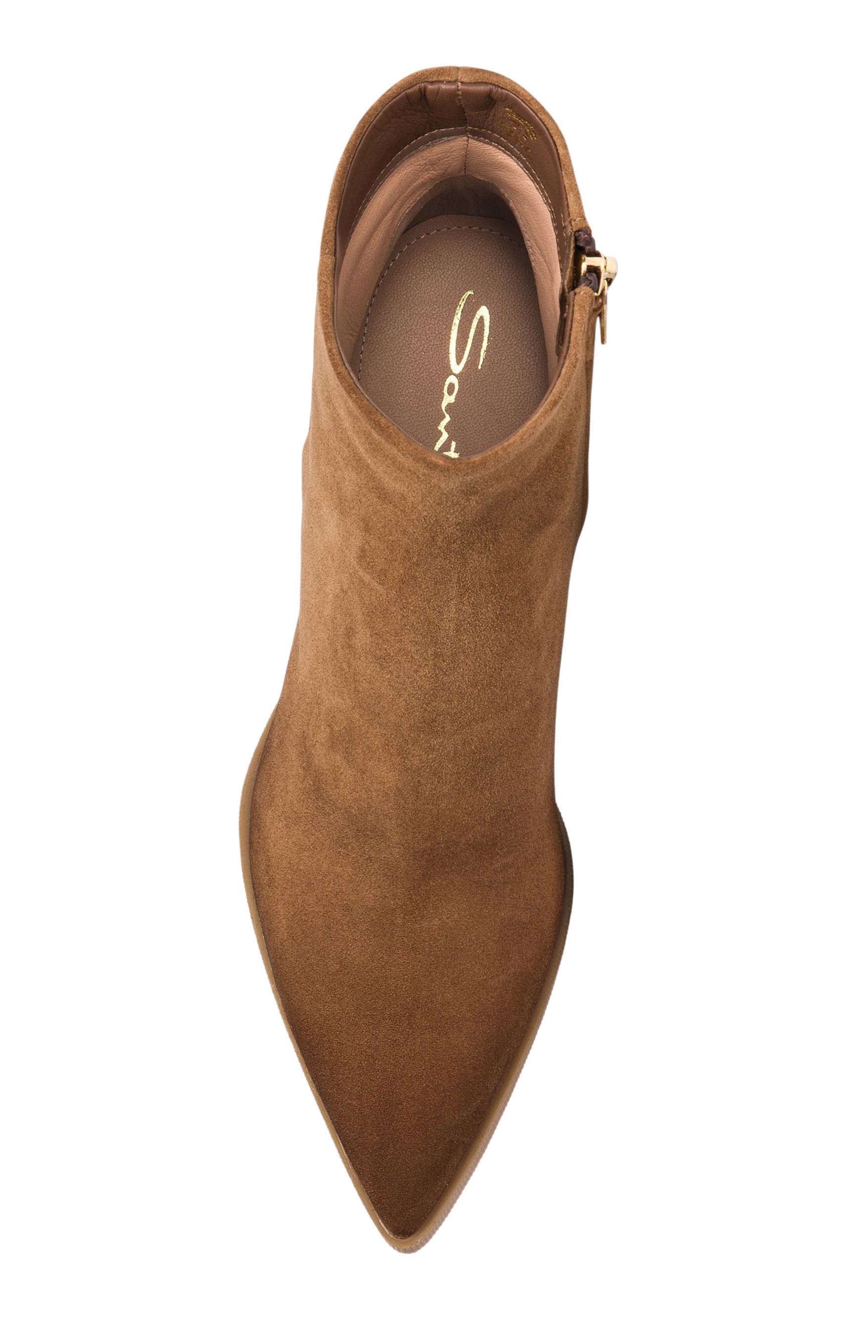 Santoni Women's suede ankle boot, Alternate, color, Brown