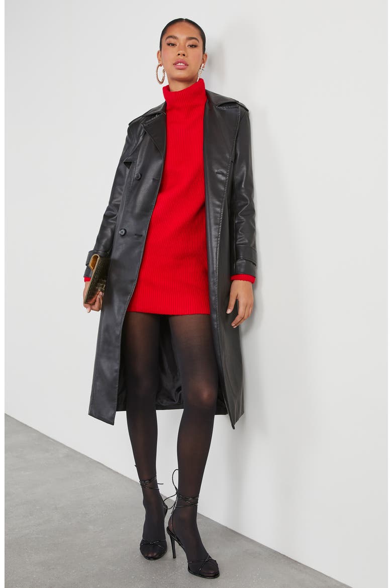 Uptown Turtleneck Long Sleeve Sweater Dress, Alternate, color, RED