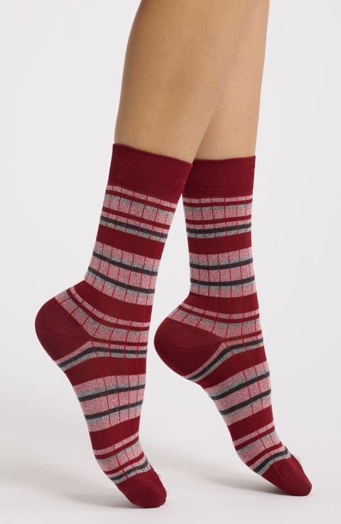 Metallic Stripe Crew Socks