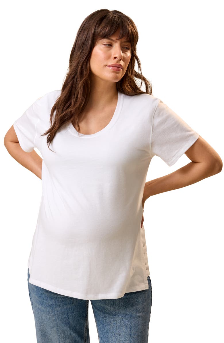 Kindred Bravely Relaxed Cotton Scoop Neck Maternity & Nursing Tee, Main, color, White