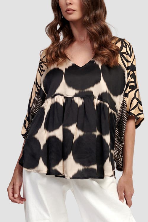 ALEMBIKA ALEMBIKA SERENE MIXED PRINT V-NECK BLOUSE
