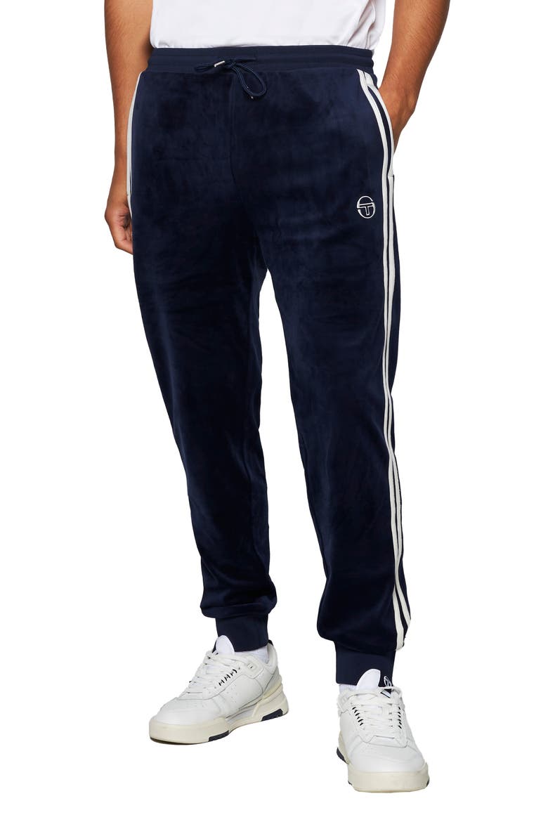 Damarindo Stretch Velour Track Pants, Main, color, MARITIME BLUE