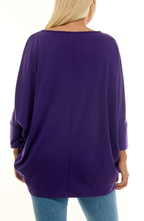 Nina Leonard Dolman Sleeve Tunic In Purple
