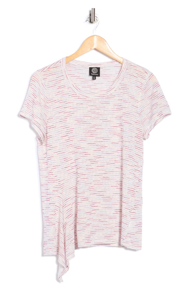 Bobeau Side Tie T-Shirt, Alternate, color, Mulberry Mix Stripe