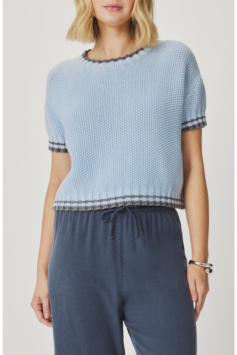 Ann Marie Short Sleeve Cotton Sweater, Main, color, COUNTRY AIR BLUE/ INDIGO