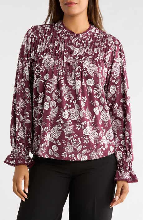 Pintucked Long Sleeve Top
