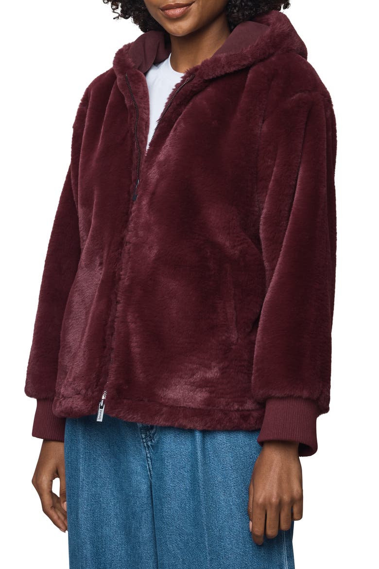 Lucia Faux Fur Jacket, Main, color, ROSEWOOD