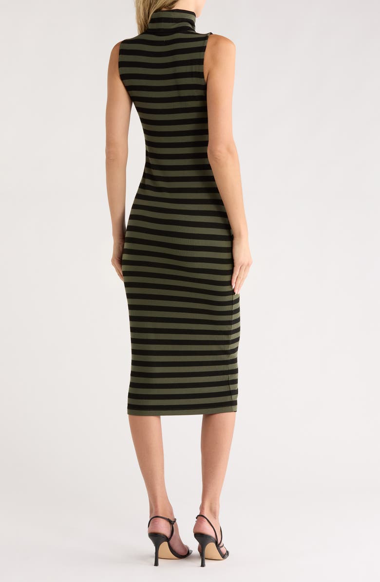 L'AGENCE Brita Stripe Sleeveless Dress, Alternate, color, Black/ Army Stripe