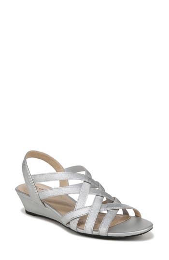 Lifestride Yung Slingback Wedge Sandal In Silver