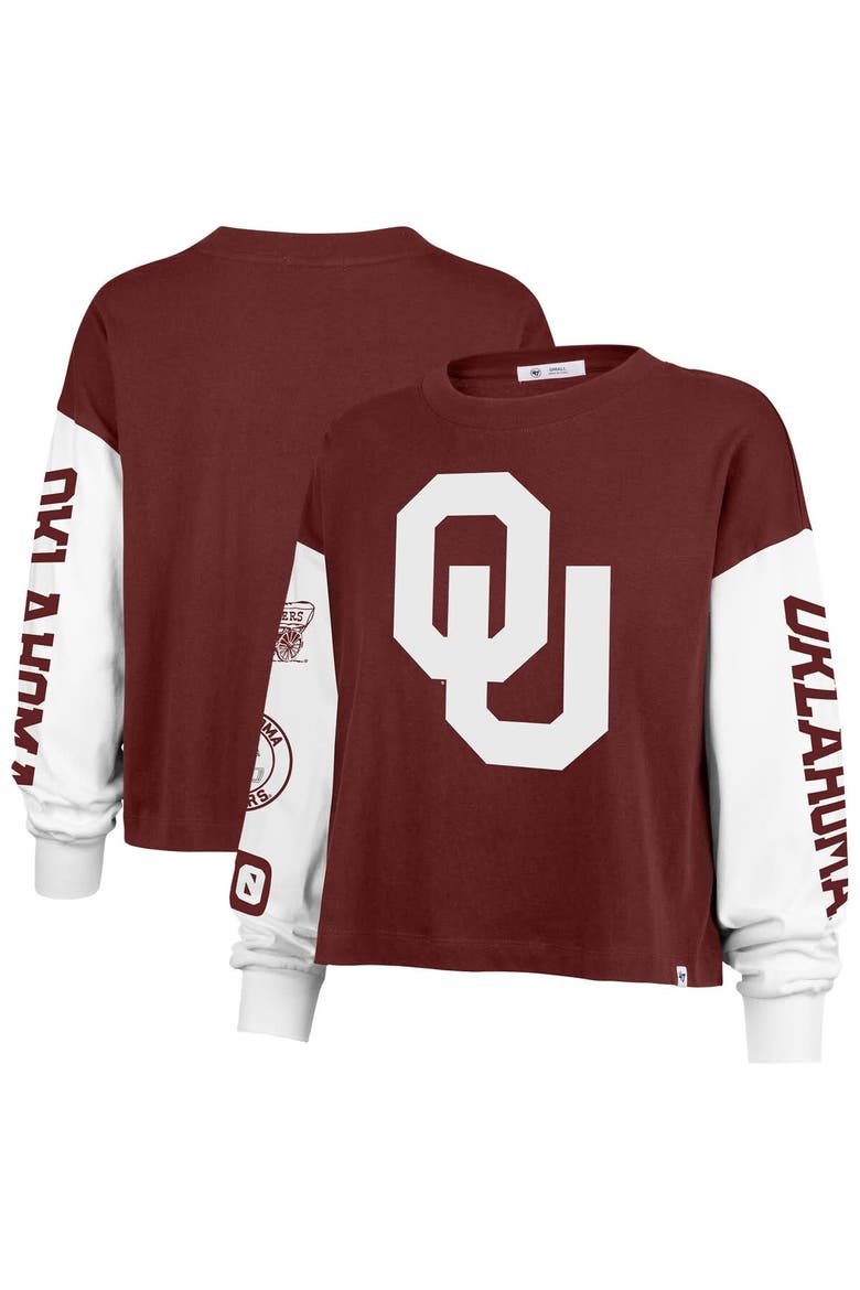 Women's '47 Crimson Oklahoma Sooners Sydney Long Sleeve T-Shirt, Main, color, Crimson
