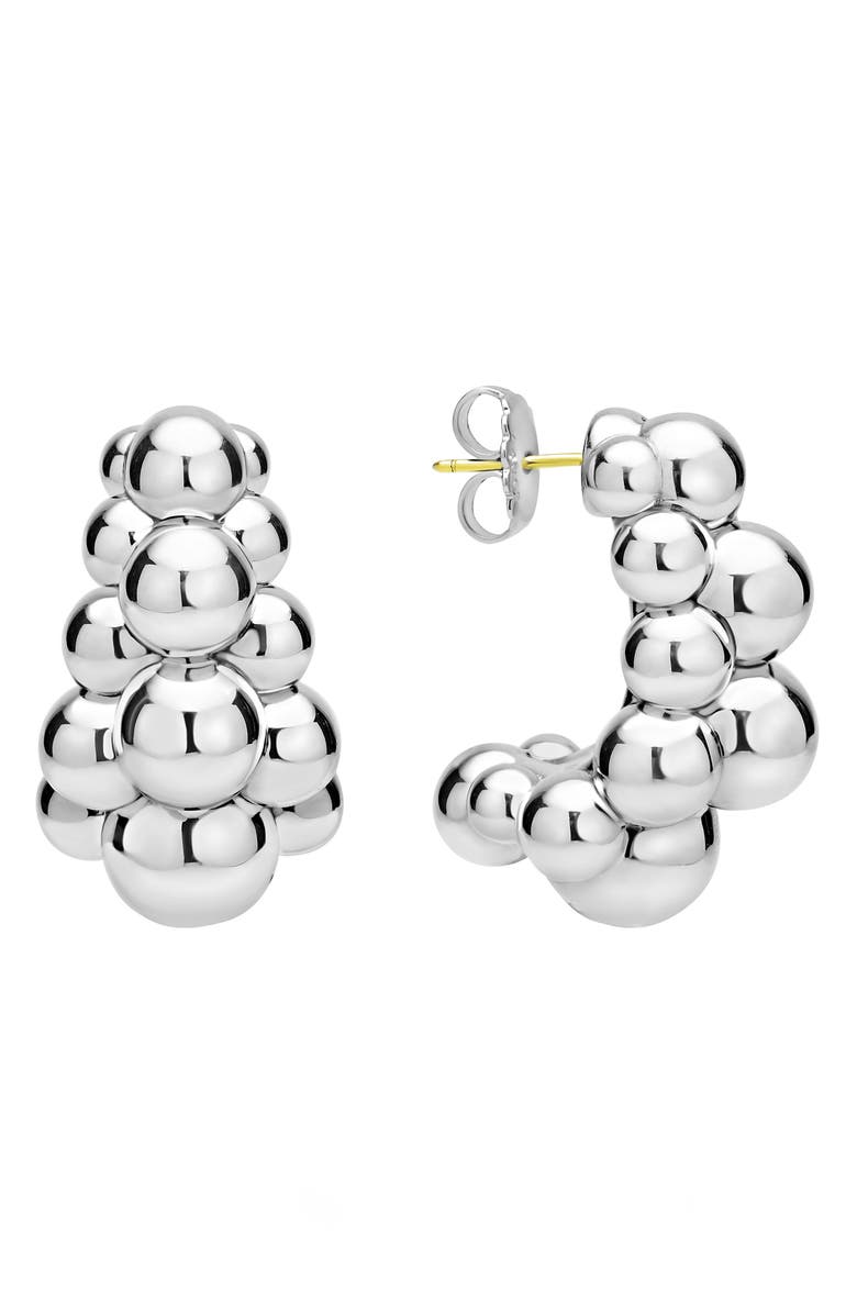 LAGOS Caviar Bubbly Hoop Earrings, Main, color, Sterling Silver