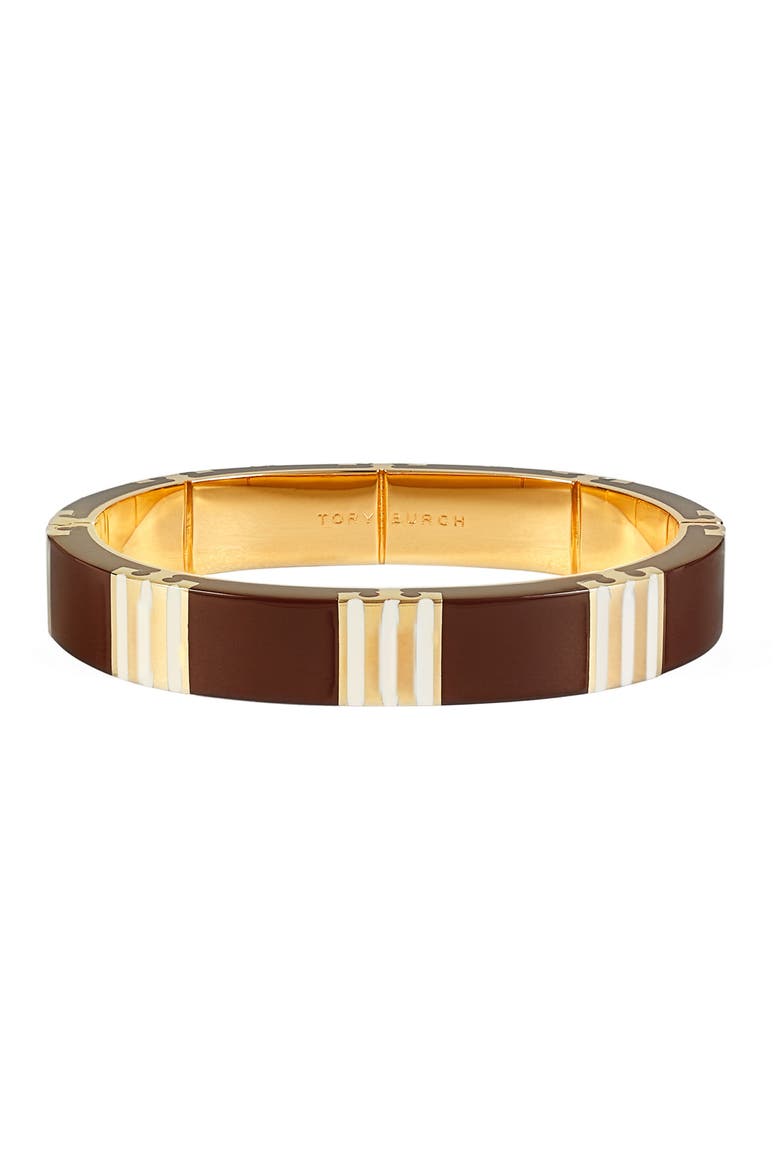 T-Stripe Bangle Bracelet, Main, color, TORY GOLD / BURGUNDY / PINK