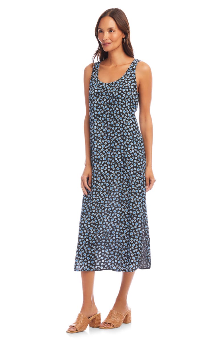 Karen Kane Floral Side Slit Midi Tank Dress, Alternate, color, Print