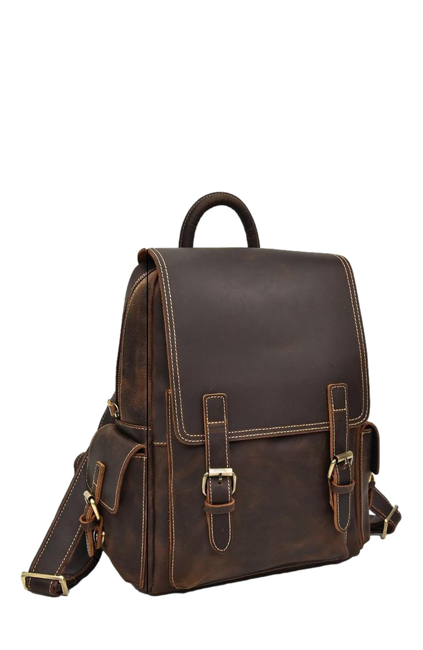 STEEL HORSE LEATHER The Freja Backpack | Handcrafted Leather Backpack, Alternate, color, Dark Brown