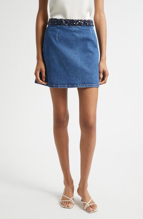Amara Rhinestone Denim Skirt