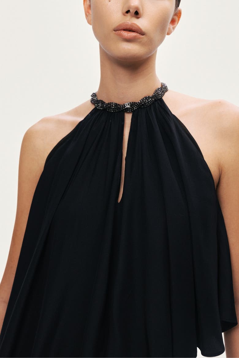 Embellished Halter Blouse, Alternate, color, Black