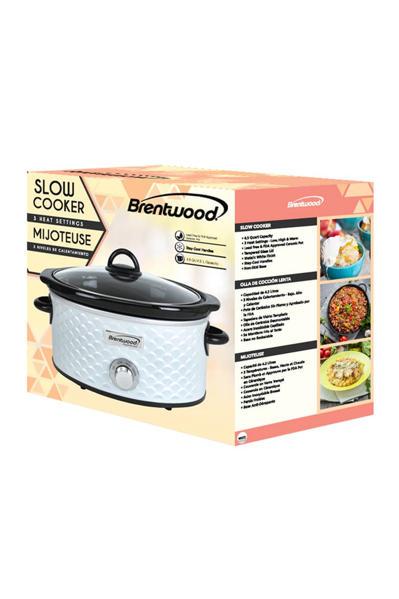 Scallop Pattern 4.5 Quart Slow Cooker, Alternate, color, White