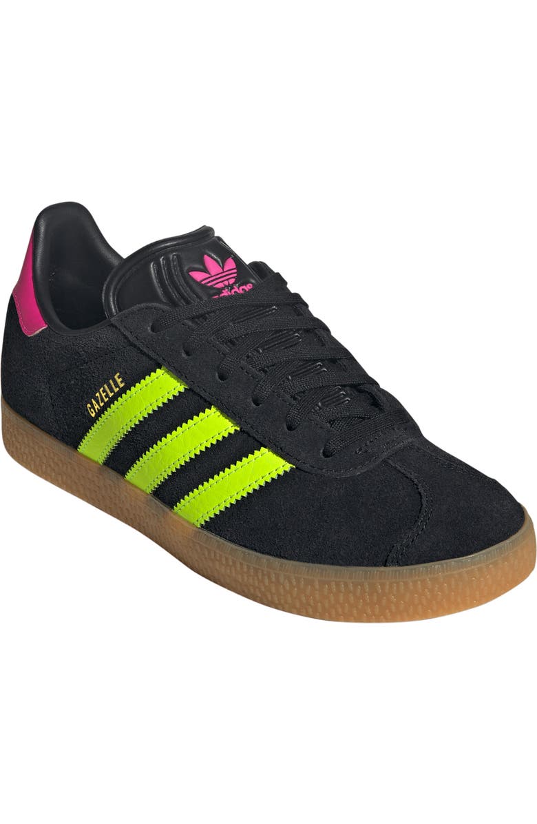 adidas Kids' Gazelle Low Top Sneaker, Alternate, color, Black/ Green/ Pink