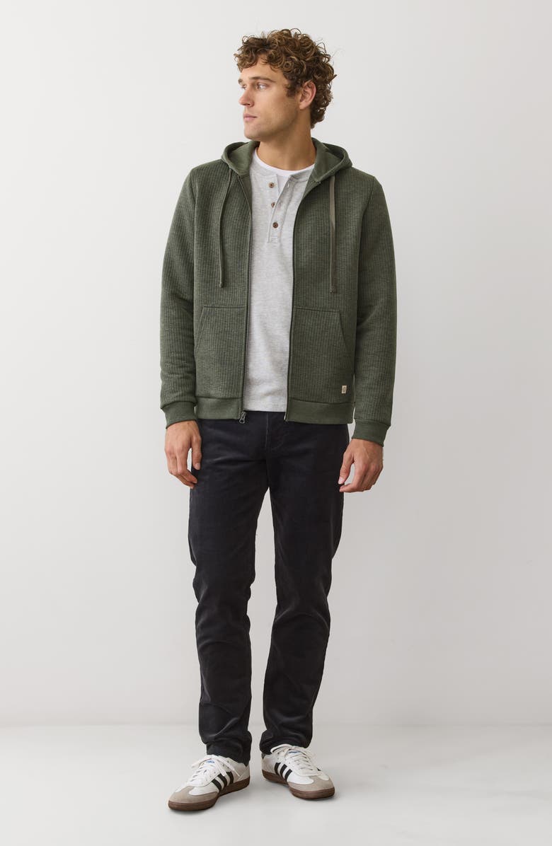 Marine Layer Corbet Quilted Zip-Up Hoodie, Alternate, color, Olive