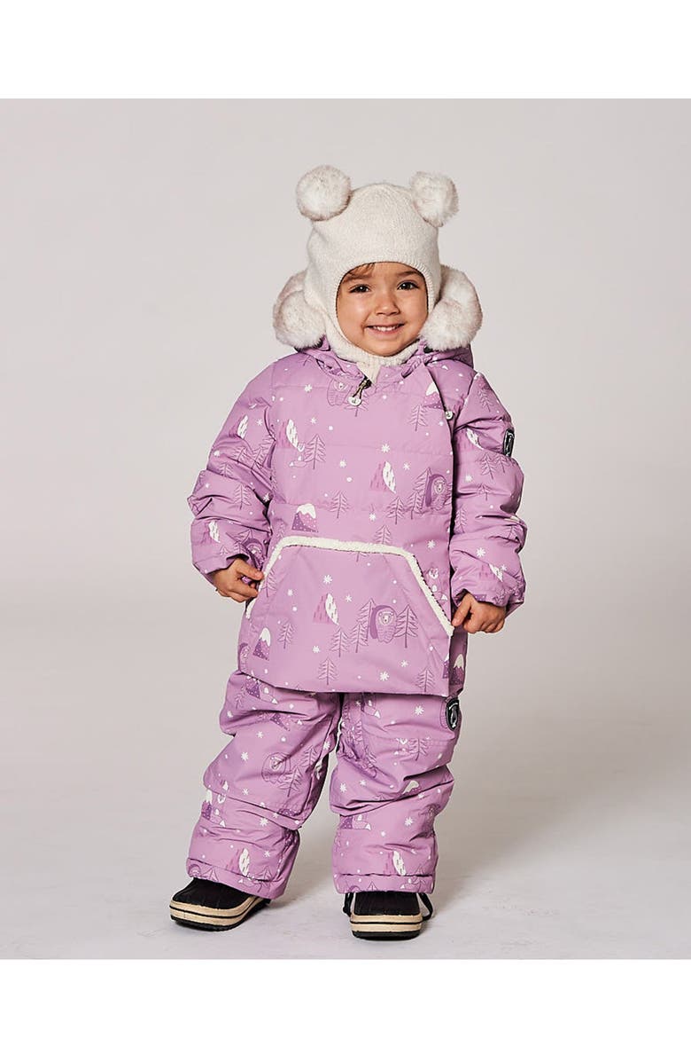 Deux par Deux Two-Piece Snug Snowsuit Bear, Main, color, Purple