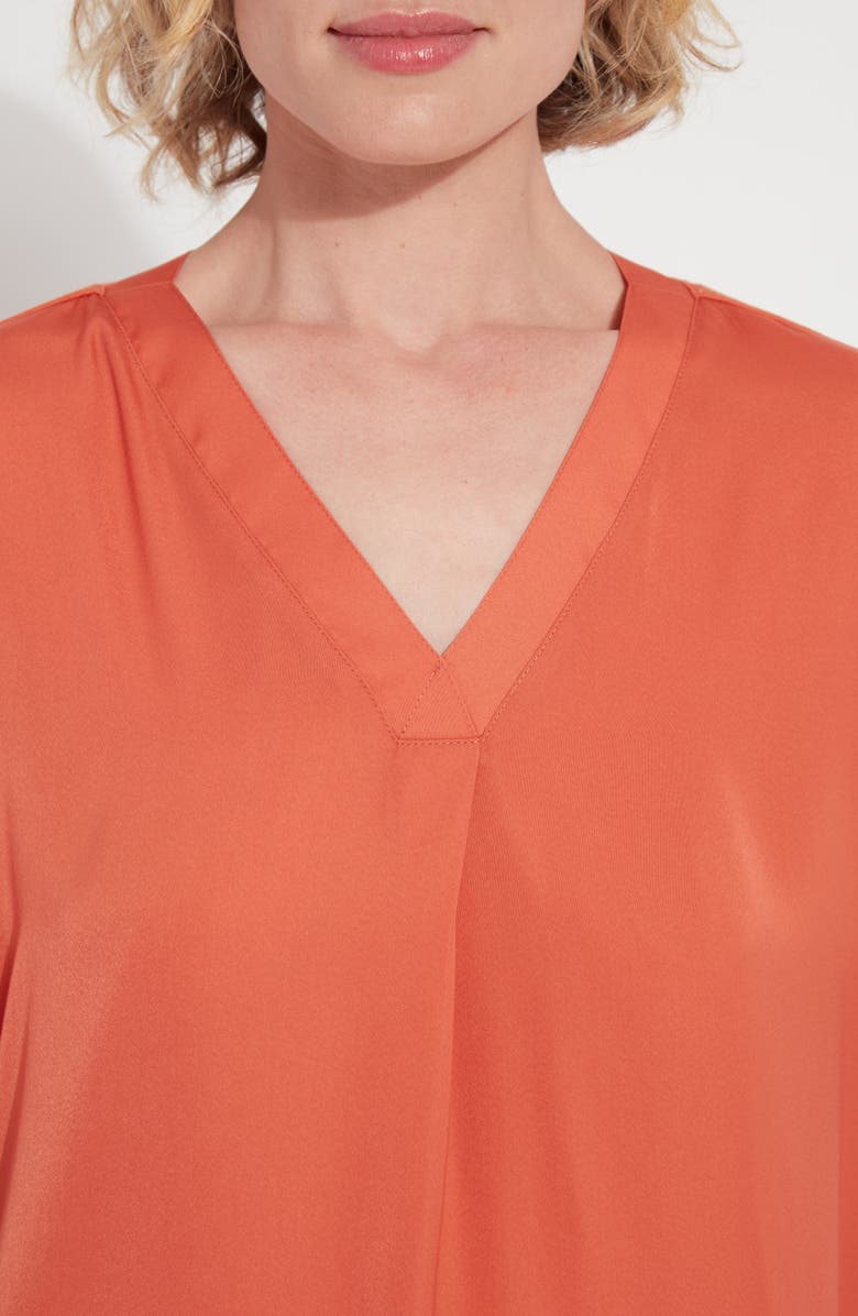 Lysse ́ Stevie V-Neck Satin Top, Alternate, color, Vibrant Apricot