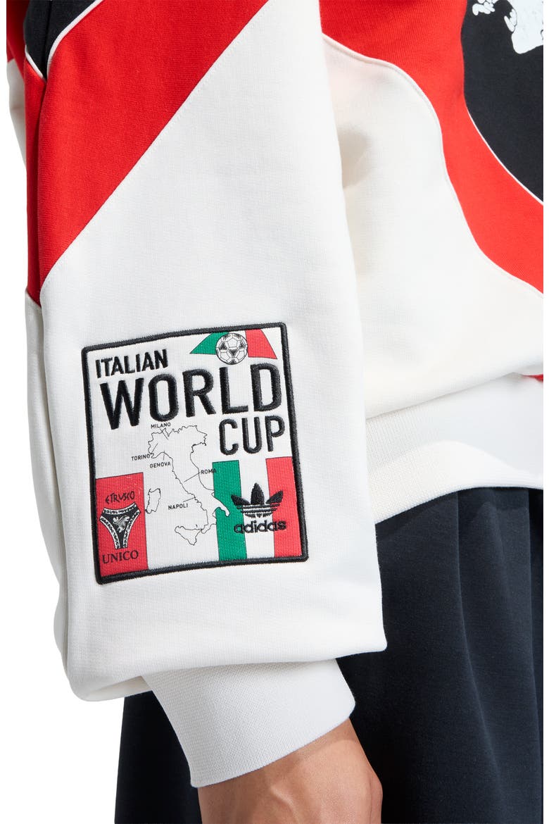 Italia Crewneck Sweatshirt, Alternate, color, WHITE/ BLACK/ RED/COURT GREEN