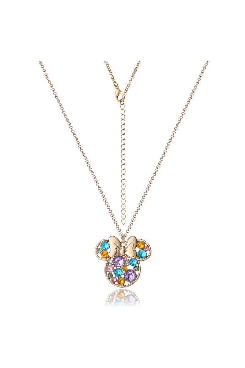 Fashion Multi-Color Stone Minnie Mouse Necklace, Alternate, color, Multicolor