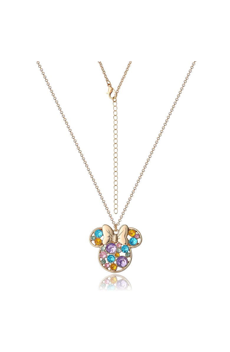 Disney Fashion Multi-Color Stone Minnie Mouse Necklace, Alternate, color, Multicolor