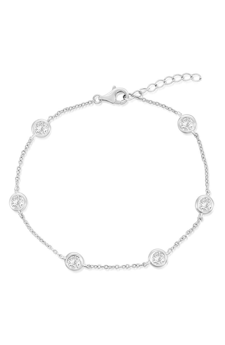 Donatello Gian Sterling Silver Crystal Bracelet, Main, color, Silver