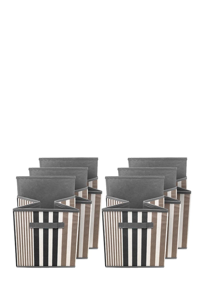 Foldable Storage Cube Basket Bin - Set of 6 - Black Line, Alternate, color, BLACK LINES